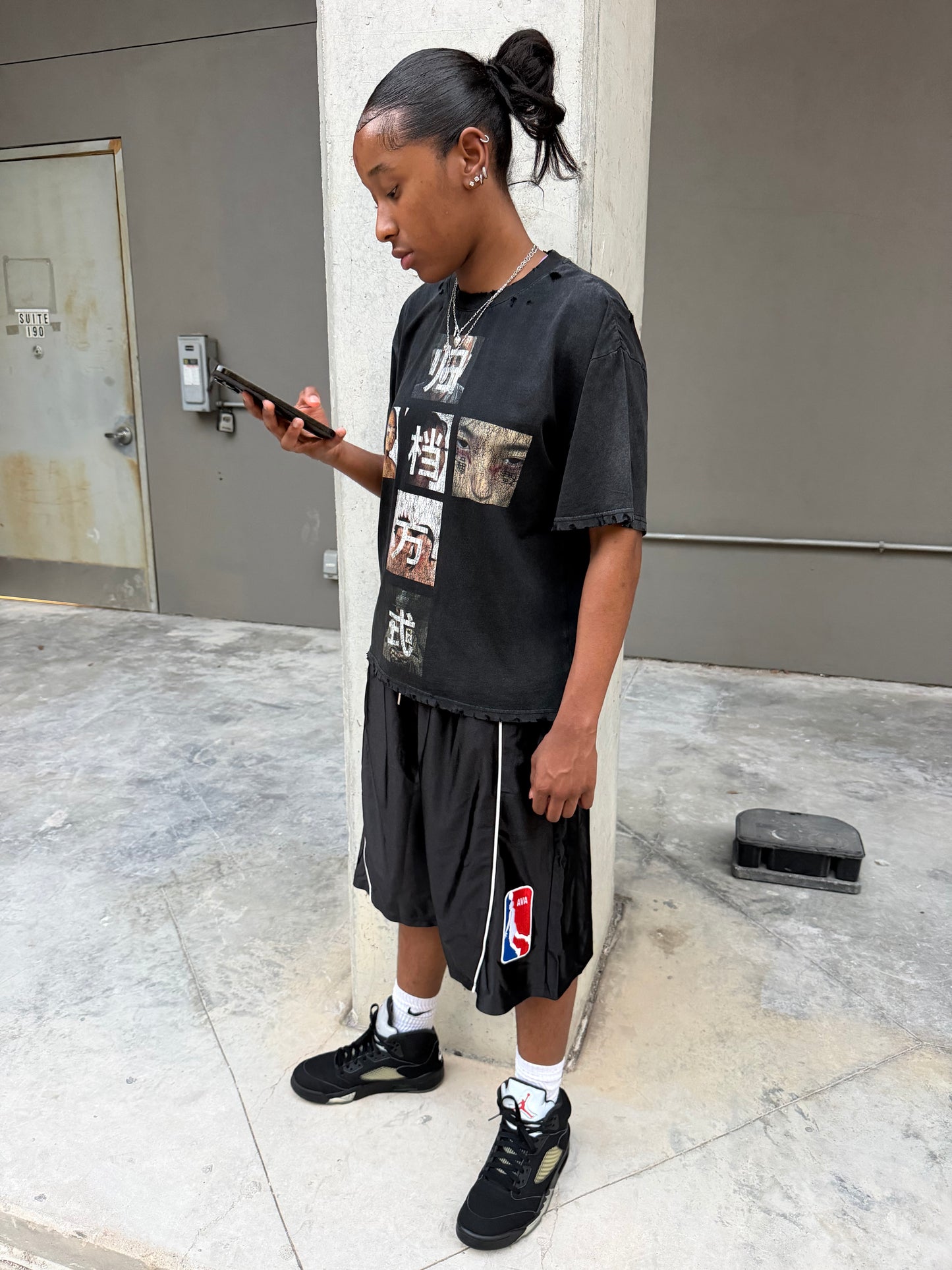 Black “AVA” Hoop Shorts